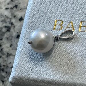 Baby Gold Round Pearl Charm 14k White Gold